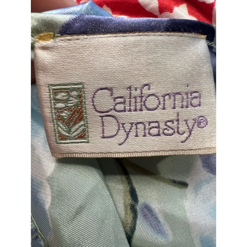 California Dynasty Vintage Floral Satin Lace Trim Nightgown Sage Green Small